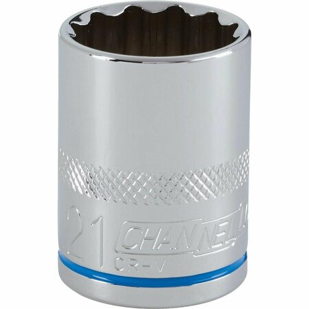 CHANNELLOCK 1/2 In. Drive 21 mm 12-Point Shallow Metric Socket 397717